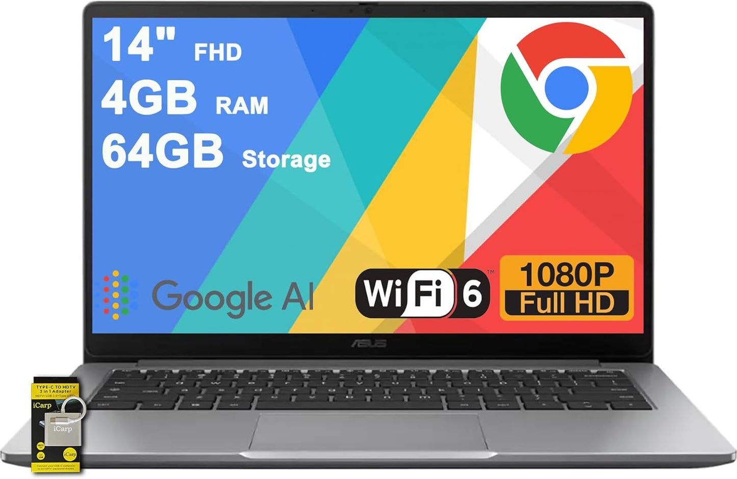 ASUS Chromebook CX14 Lightweight Student Laptop with FHD Display