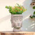 Buddha Face Flower Pot Head Planter - Stone Finish Indoor/Outdoor