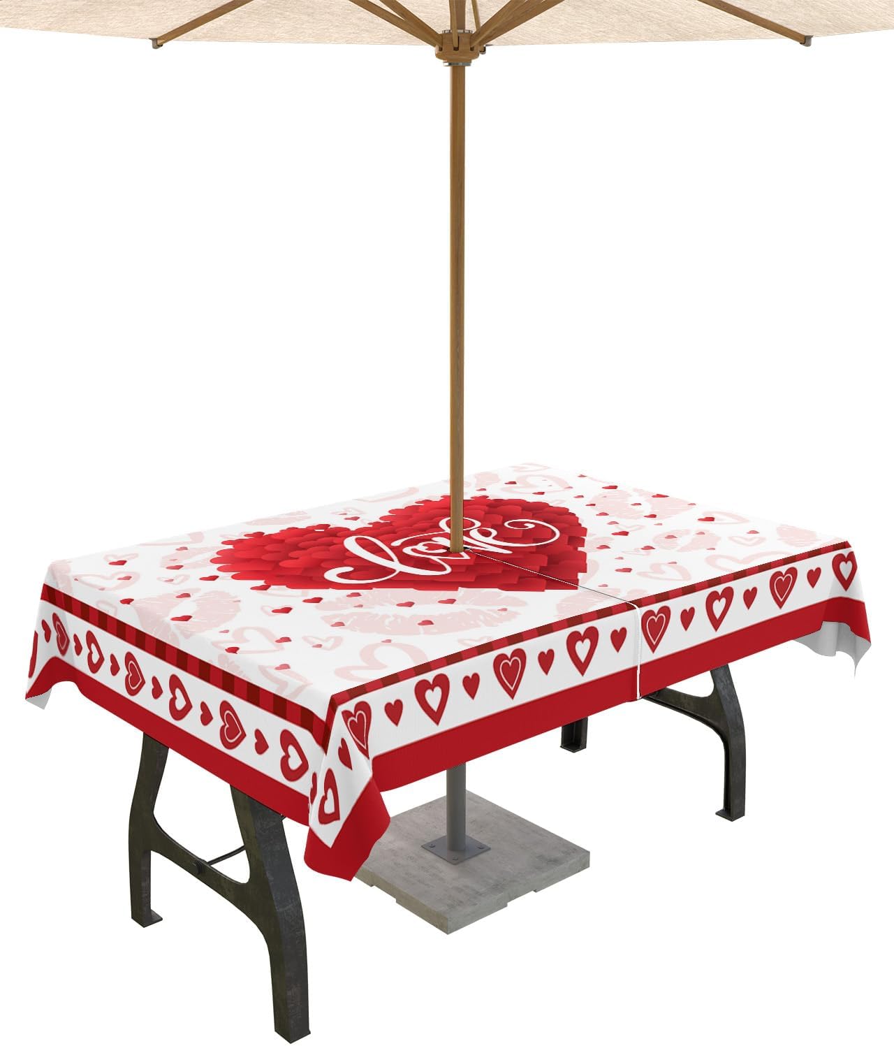 Romantic Red Heart Tablecloth - Waterproof & Washable - 60x84in