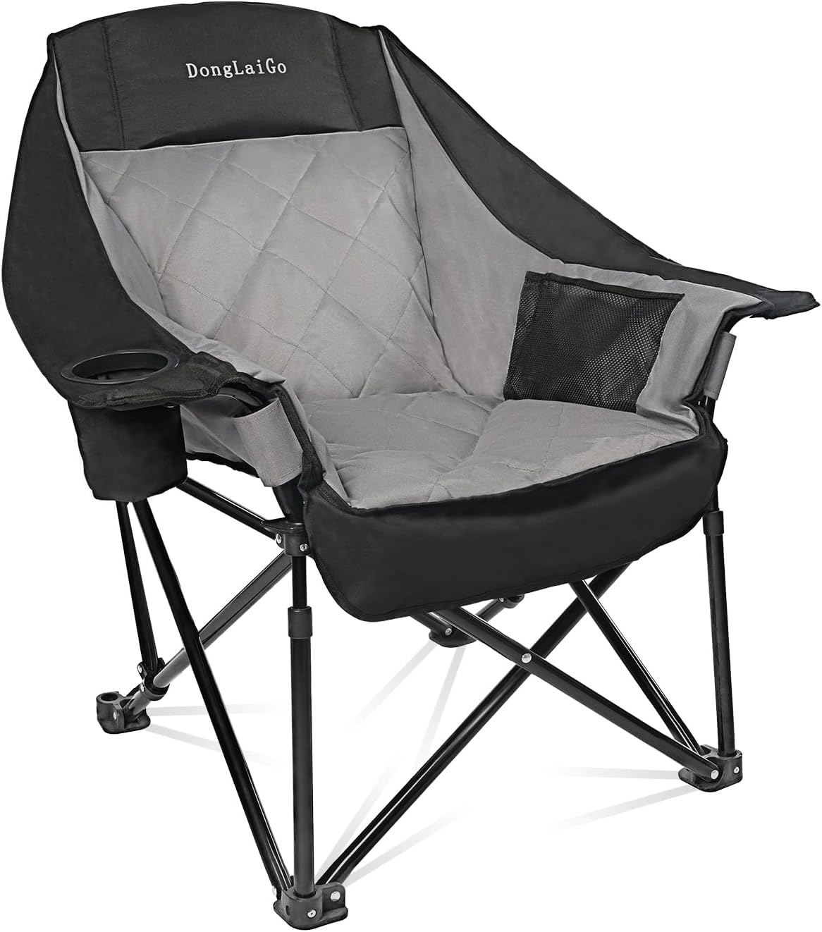 Oversized Portable Camping Chair with Side Pocket and Cup Holder