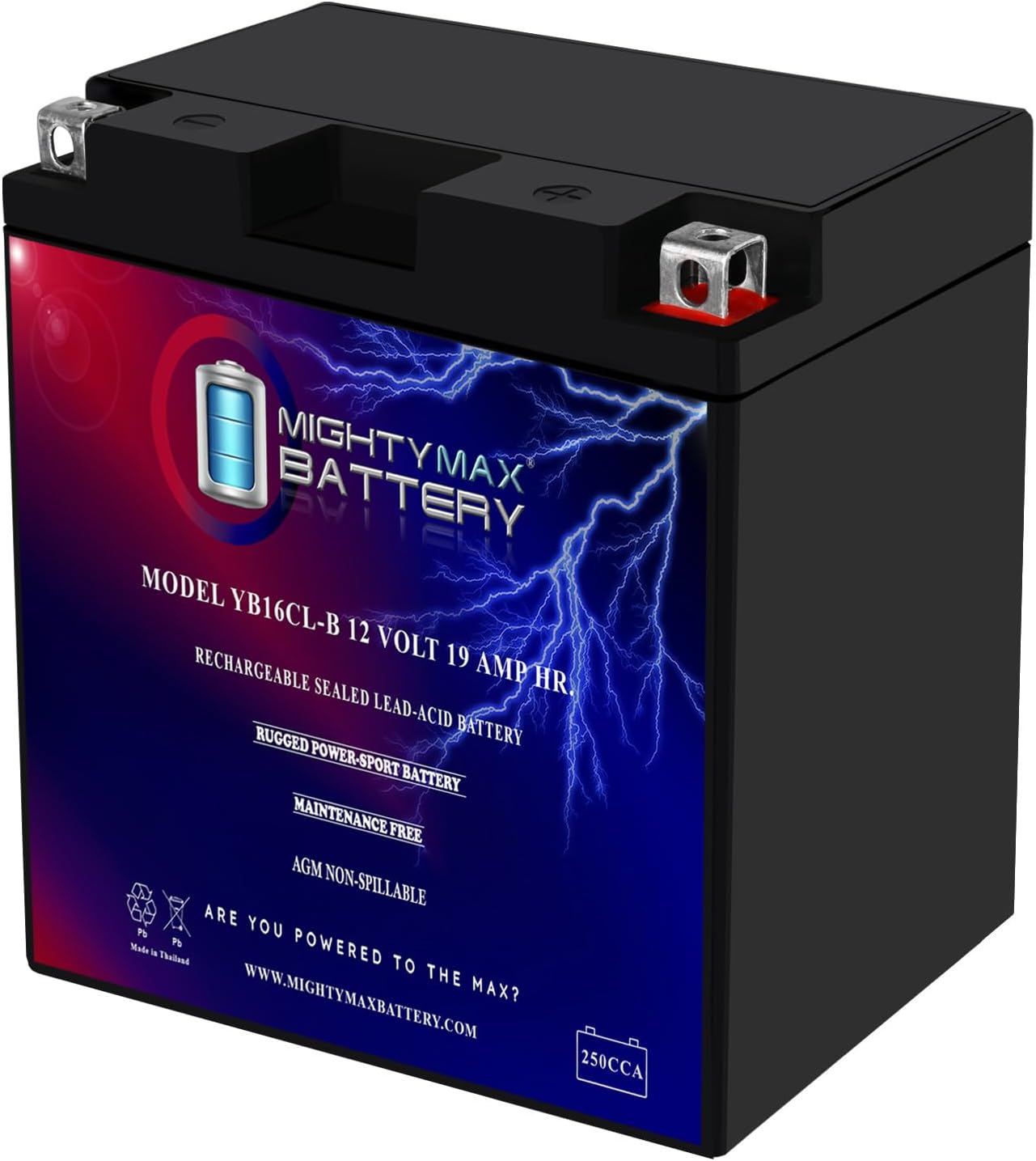 Mighty Max Battery YB16CL-B - Reliable 12V 19AH Motorcycle Power