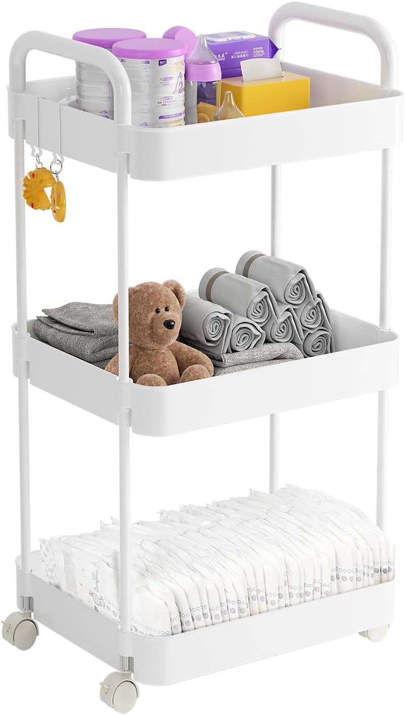3-Tier Baby Diaper Caddy Cart - Easy Mobility!