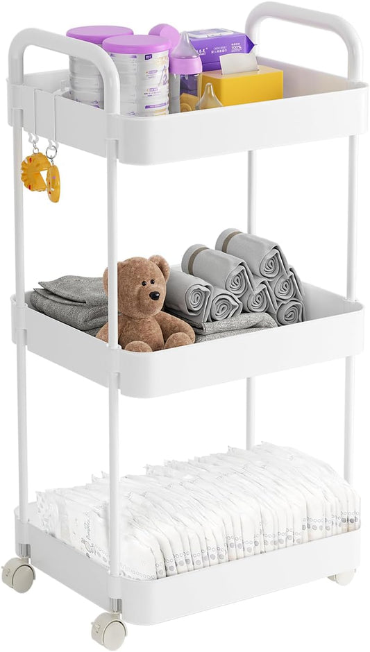 3-Tier Baby Diaper Caddy Cart - Easy Mobility!