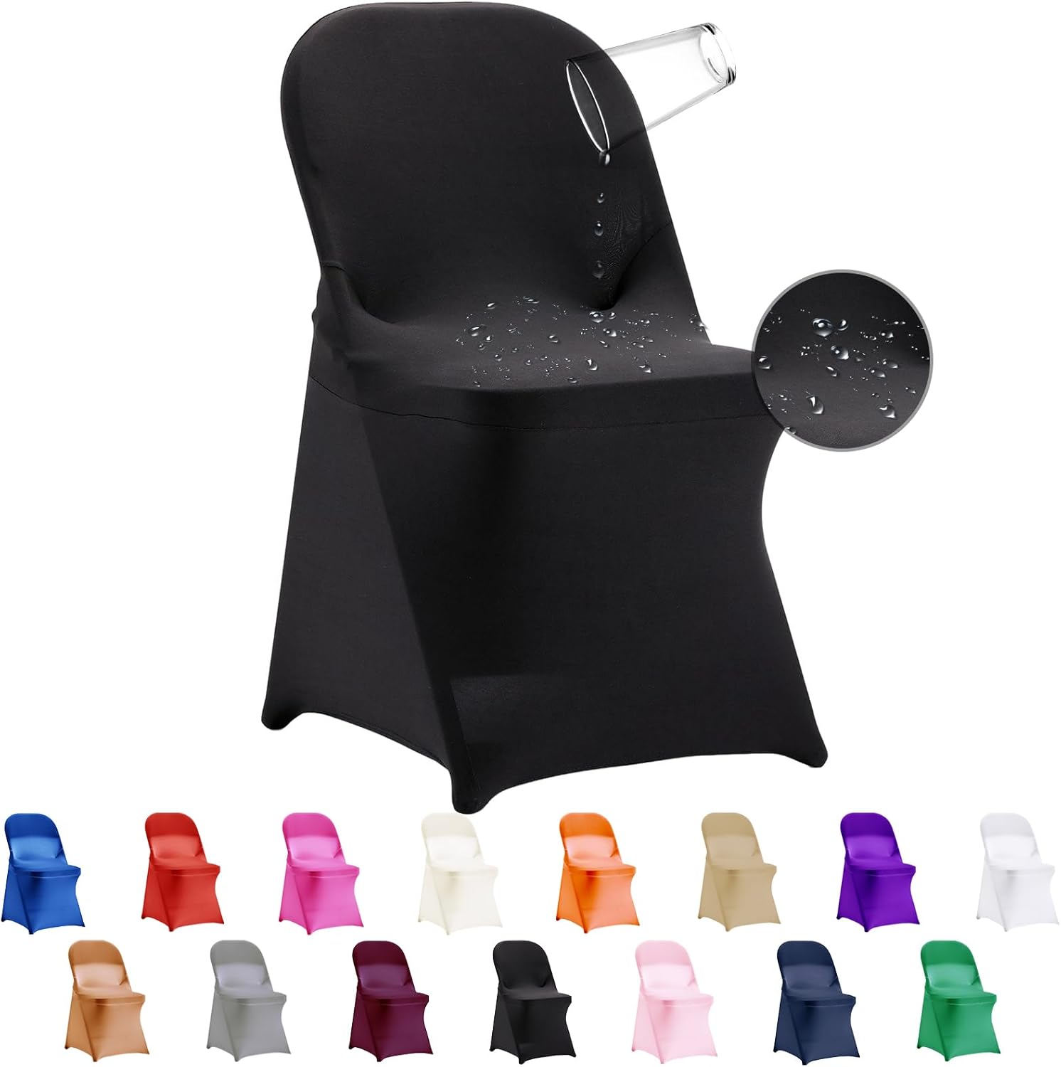 36 PCS Waterproof Stretch Spandex Folding Chair Covers for Events