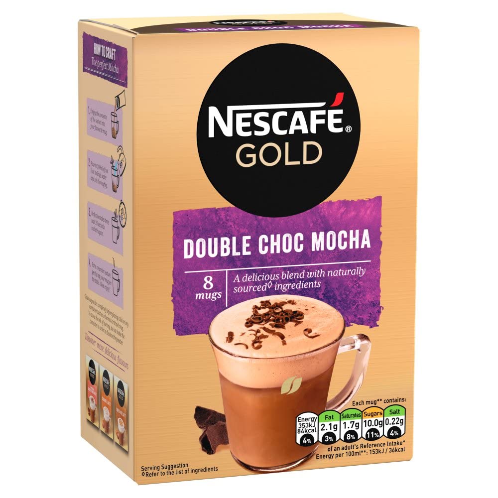 Nescafe Gold Double Choc Mocha | Instant Coffee Packets | 8 Pieces