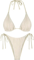ZAFUL Ribbed Halter Bikini Set - Sexy High Cut Two Piece Swimwear