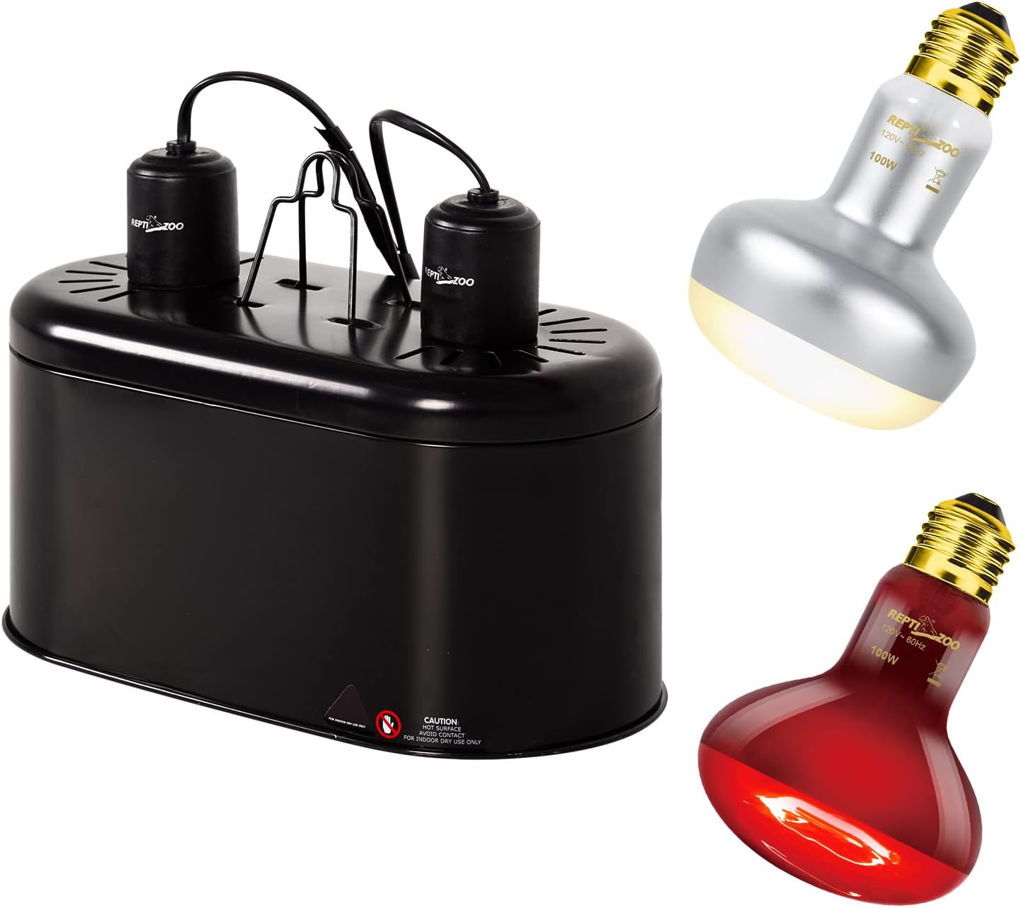 REPTI ZOO Reptile Dual Lamp Fixture for Optimal Heating Needs