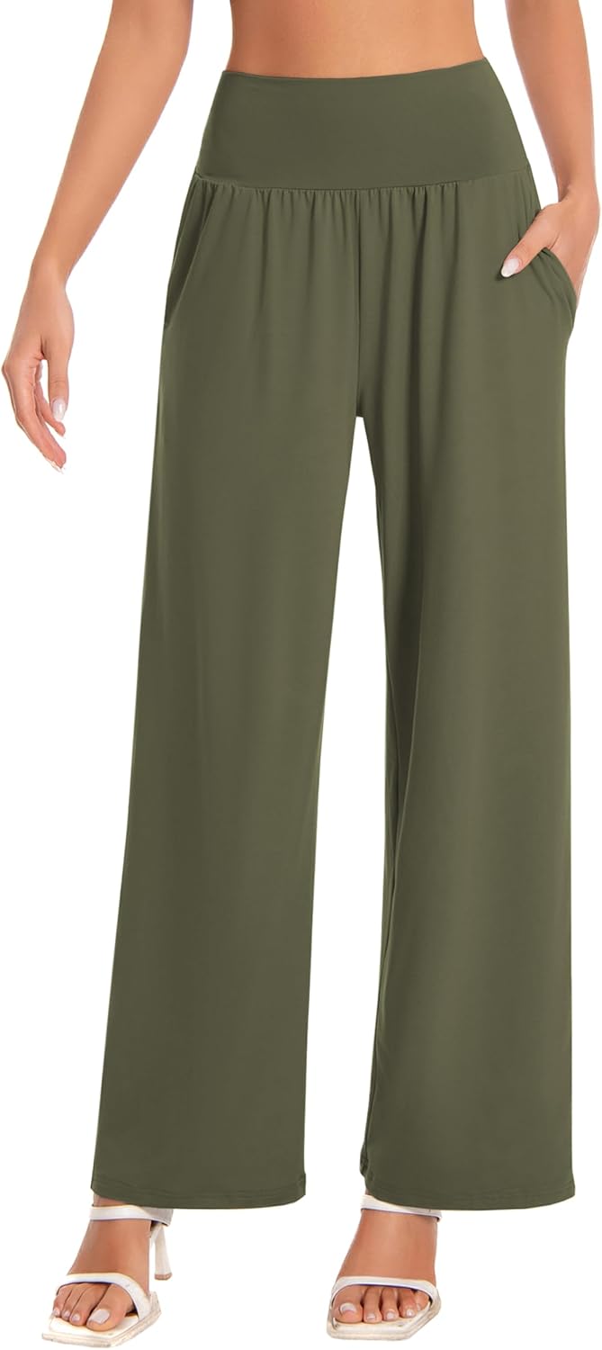 High Waist Wide Leg Yoga Pants for Women by BUBBLELIME