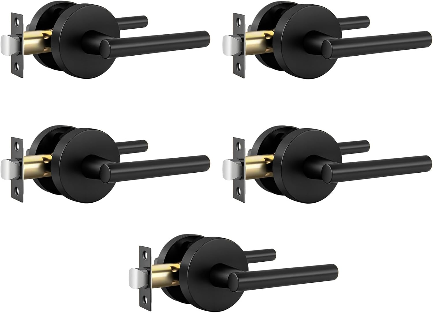 Goldenwarm Matte Black Lever Passage Door Handles for Closets
