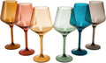 Plastic Muted Colored Wine Glasses Set of 6 - Unbreakable 15oz Stemmed