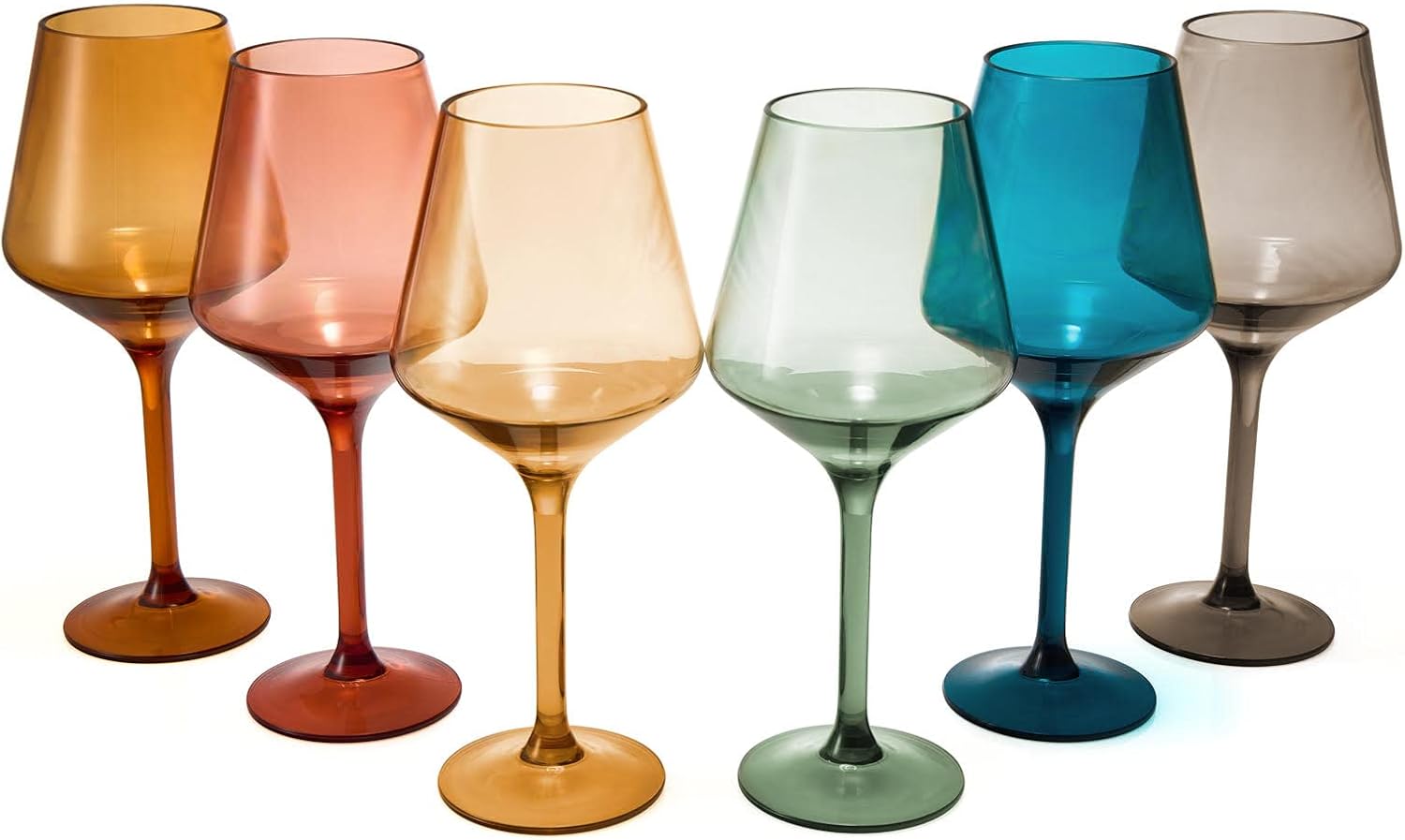 European Style Plastic Crystal Wine Glasses Set of 6 - Unbreakable