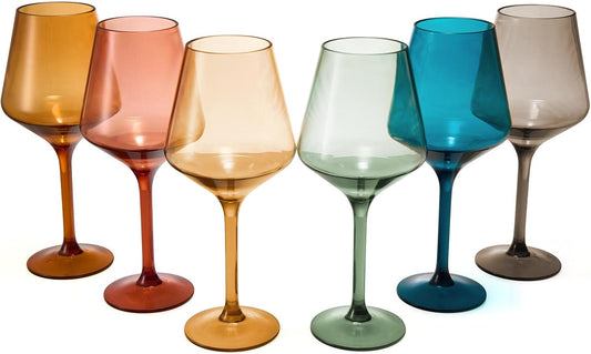European Style Plastic Crystal Wine Glasses Set of 6 - Unbreakable