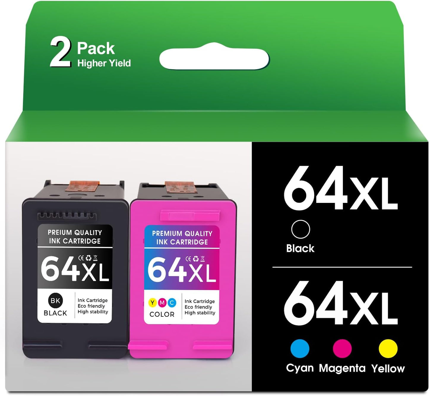 64 Ink Cartridge Combo Pack Replacement for HP Envy Printers