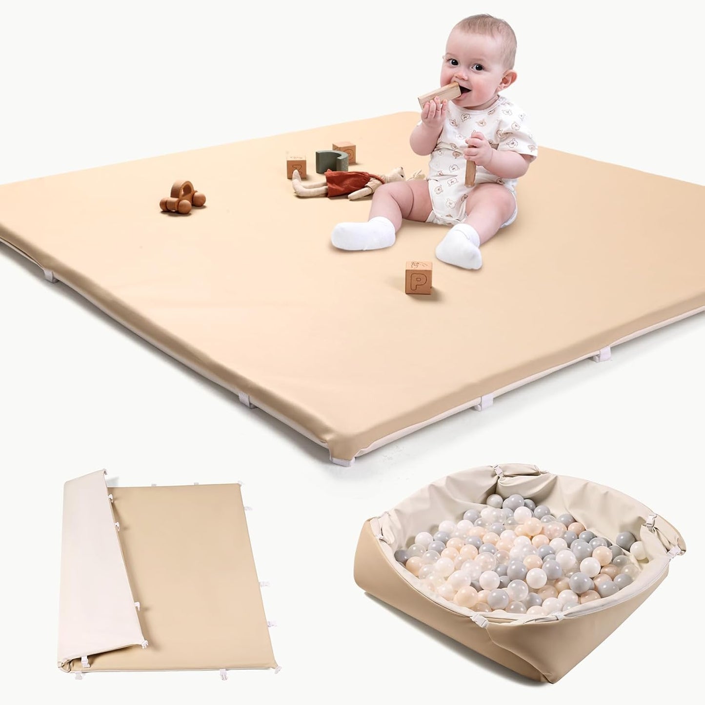 Baby Play Mat for Floor: 2-in-1 Foldable Foam Mat & Ball Pit