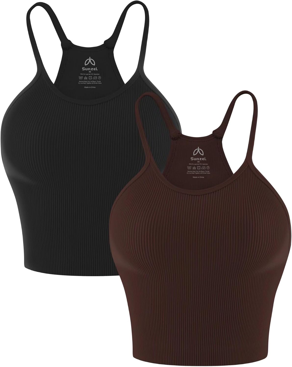 Sunzel Free to Be Tank - Seamless Ribbed Crop Camisole for Yoga