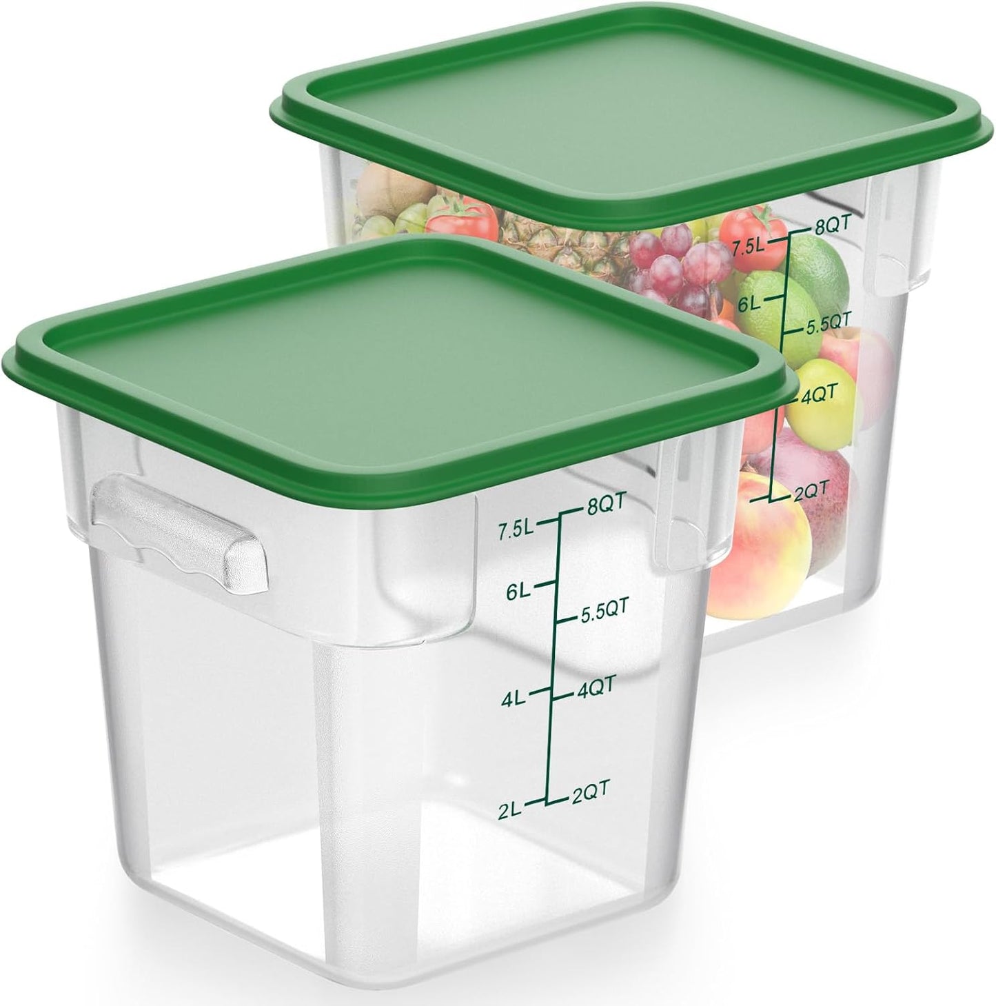 2 Pieces 8 Qt Square Food Storage Containers with Lids for Kitchen