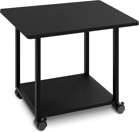 Large 2-Tier Rolling Printer Cart with Wheels for Home Office