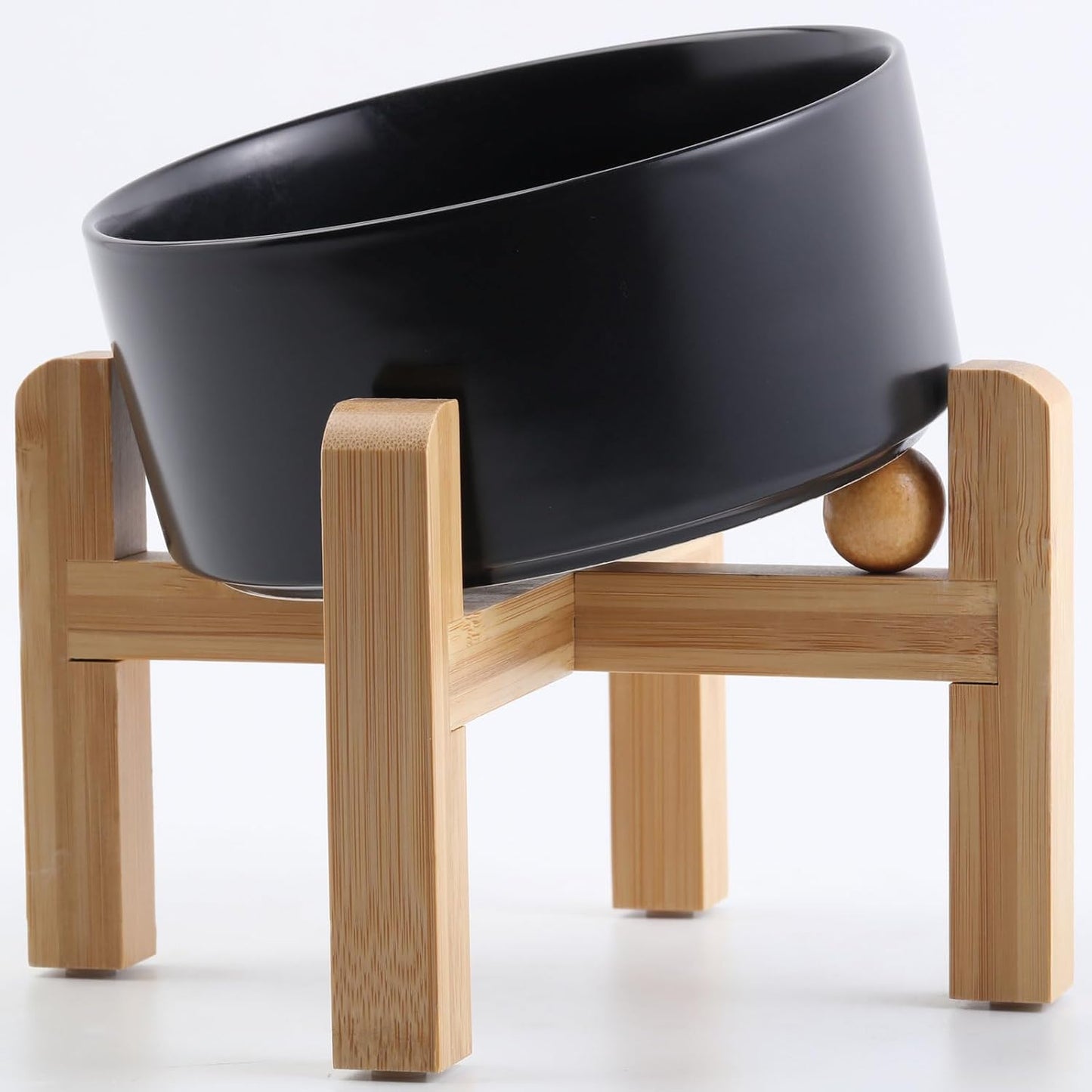 Petygooing Black Elevated Slanted Ceramic Dog Bowl for Pets