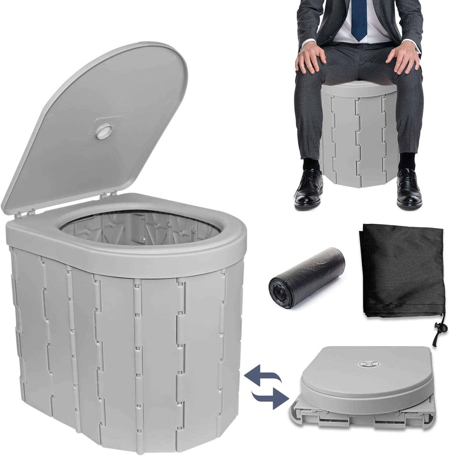 TEMOLA Retractable Camping Toilet - Travel Friendly