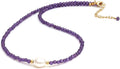 Amethyst Gemstone Beaded Necklace with Freshwater Pearl Choker