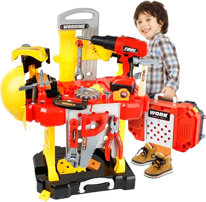 Kids Workbench - 83 Pieces Construction Tool Set for Toddlers