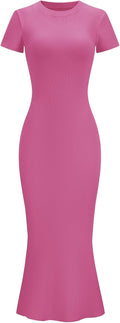 Women Fishtail Hem Ribbed Maxi Dress - Elegant Fitted Summer Staple
