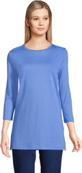 Supima Cotton 3/4 Sleeve Crewneck Tunic for Women - Soft Everyday