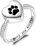Paw Print Urn Ring 925 Sterling Silver - Keepsake Memorial