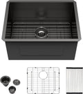 Kichae 24 in Undermount Deep Laundry Sink - Matte Black Utility Basin