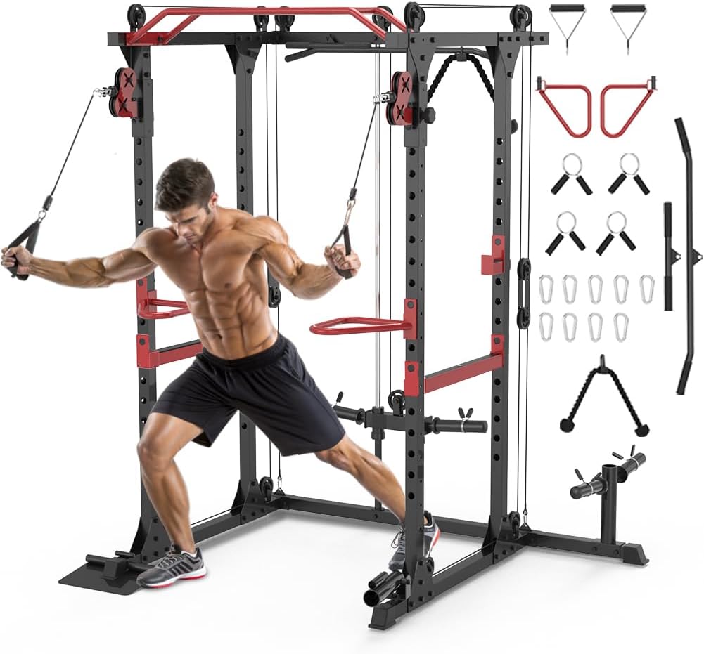 Fitness Reality Power Cage Squat Rack for Home Gym Training