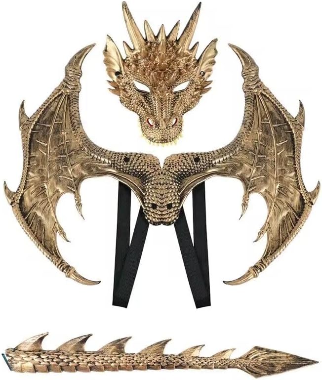 Himine Dragon Wings Props Cosplay Wing With Tail Mask for Kids