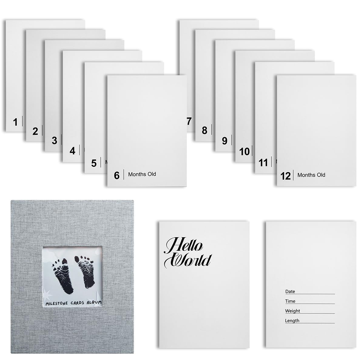 14 Pieces Baby Inkless Milestone Cards for Cherished Memories
