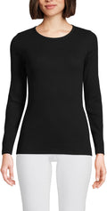 Lands' End Women's Cotton Rib Knit T-Shirt - Flattering Everyday Layer