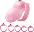 HT-V5 Male Chastity Cage for Men (Pink, Small) - Lightweight Resin
