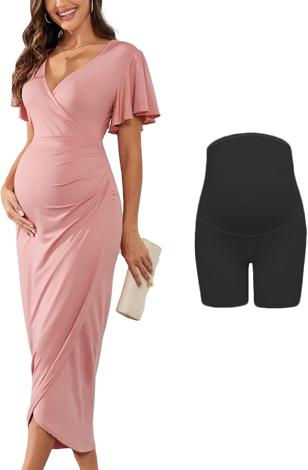 2025 Womens Maternity Wrap Dress for Baby Shower Events