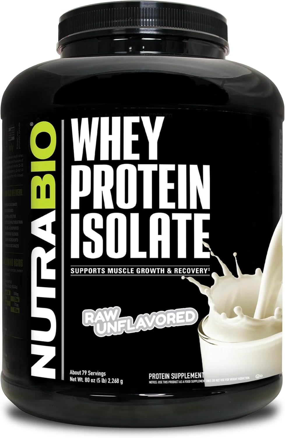 NutraBio 100% Whey Protein Isolate Powder for Lean Muscle Gain