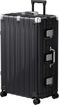 28 Inch Checked Spinner Suitcase with Aluminum Frame - Zipperless TSA