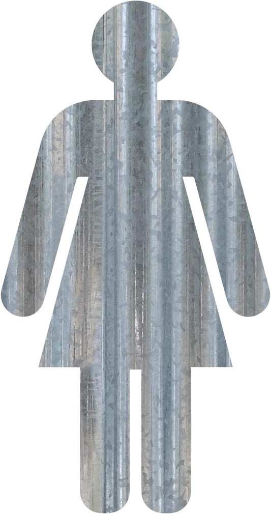 Bathroom People Corrugated Galvanized Metal Sign for Female Use