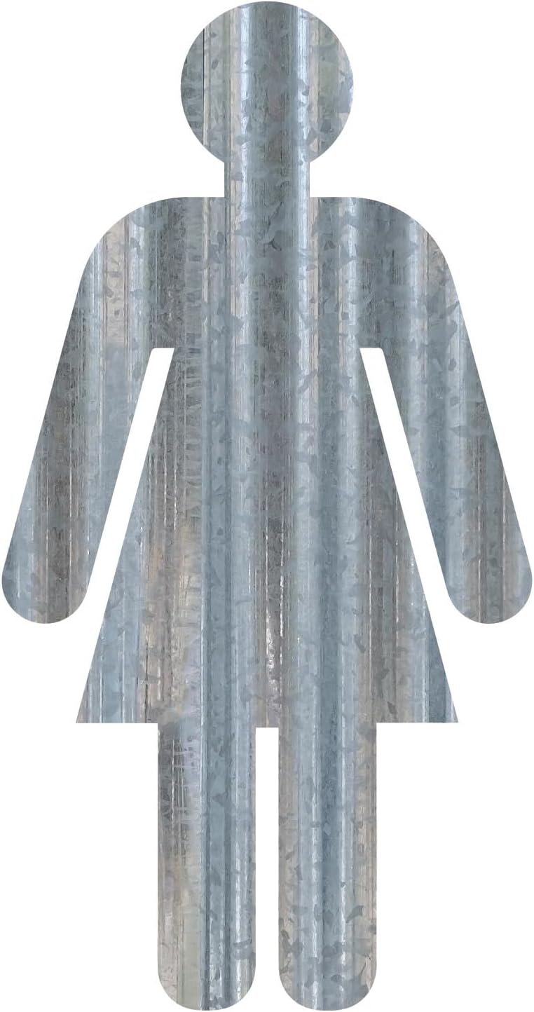 Bathroom People Corrugated Galvanized Metal Sign for Female