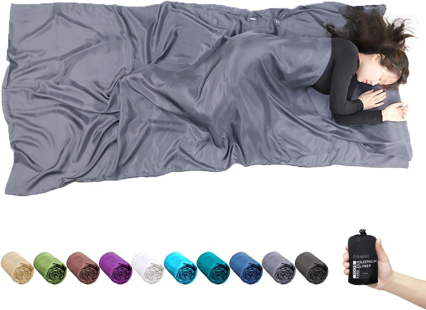 BROWINT Silk Sleeping Bag Liner - Extra Wide Travel Sheet