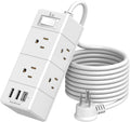 10Ft Extension Cord Flat Plug Power Strip - 6 Outlets + USB C