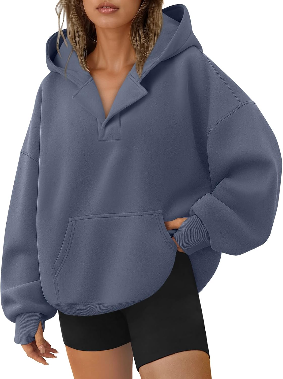 Trendy Queen Oversized V Neck Hoodies for Fall Fashion 2025