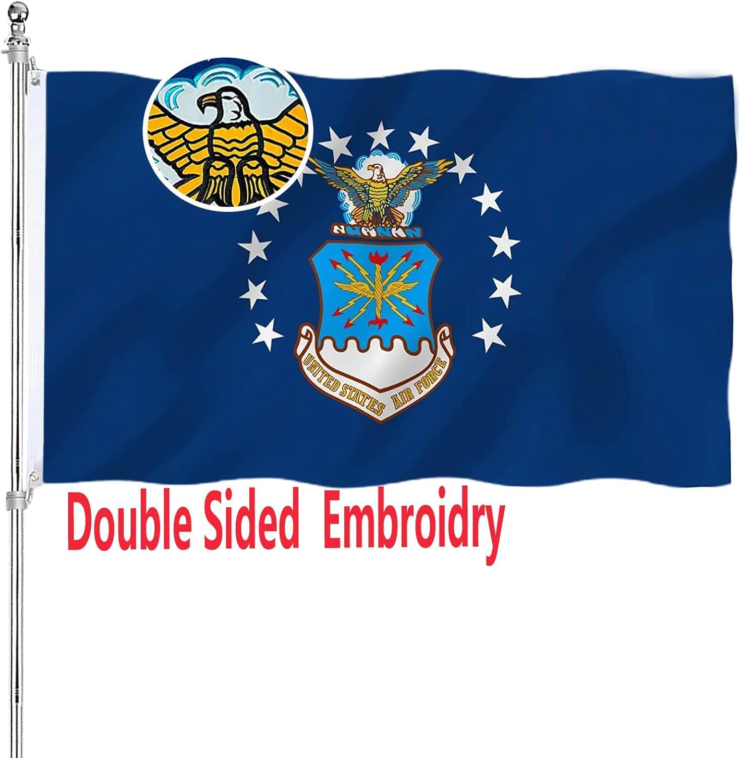 US Air Force Flag Double Sided 3x5 Heavy Duty Embroidered