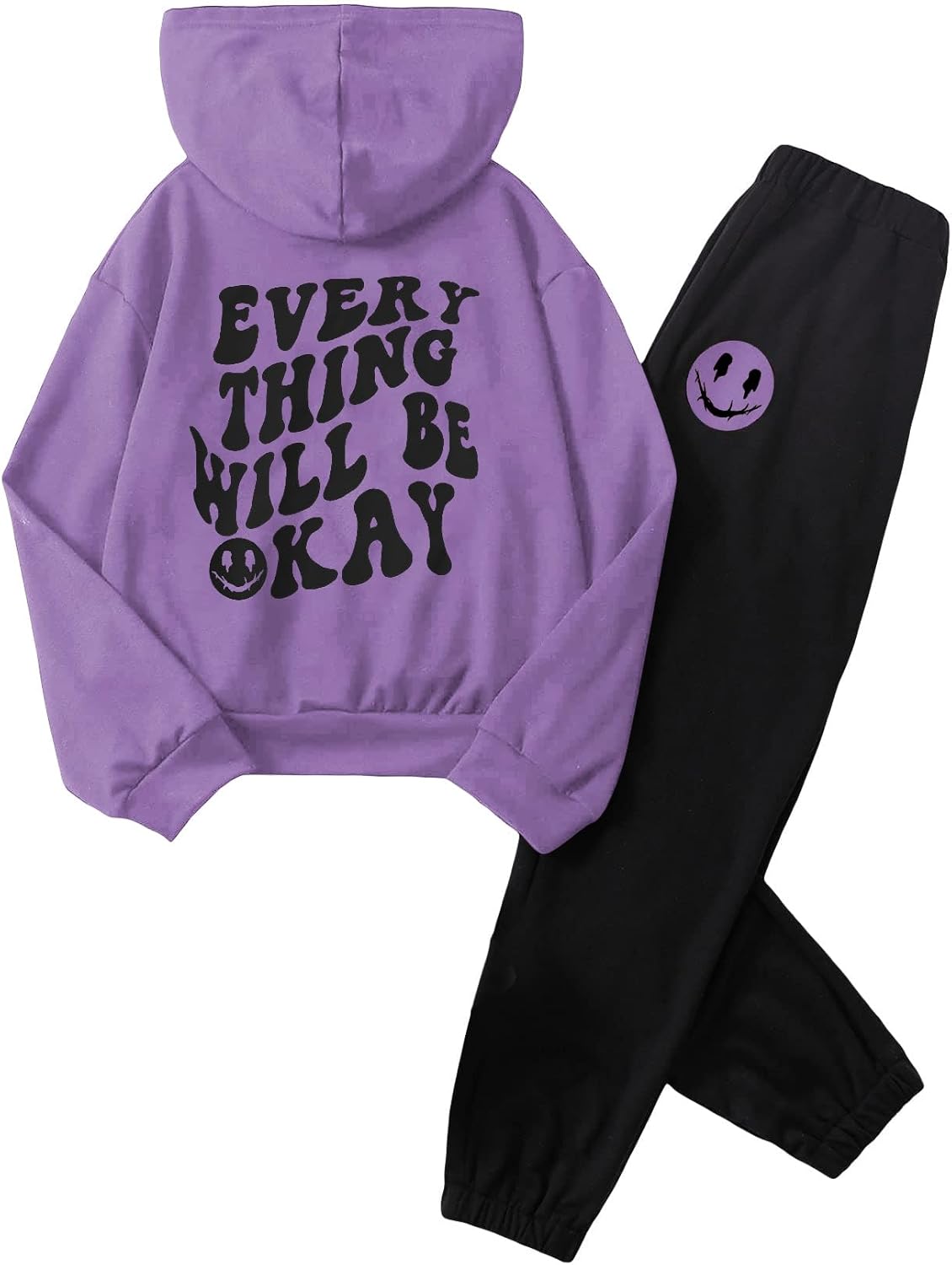 SOLY HUX Girl's Casual Graphic Long Sleeve Hoodies Set