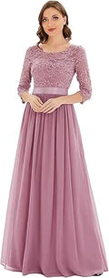 Ever-Pretty Elegant 3/4 Sleeve Empire Waist Maxi Bridesmaid Dress