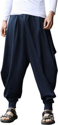 Men Hippie Harem Pants Baggy Linen Cotton Boho Yoga Pants - Breathable