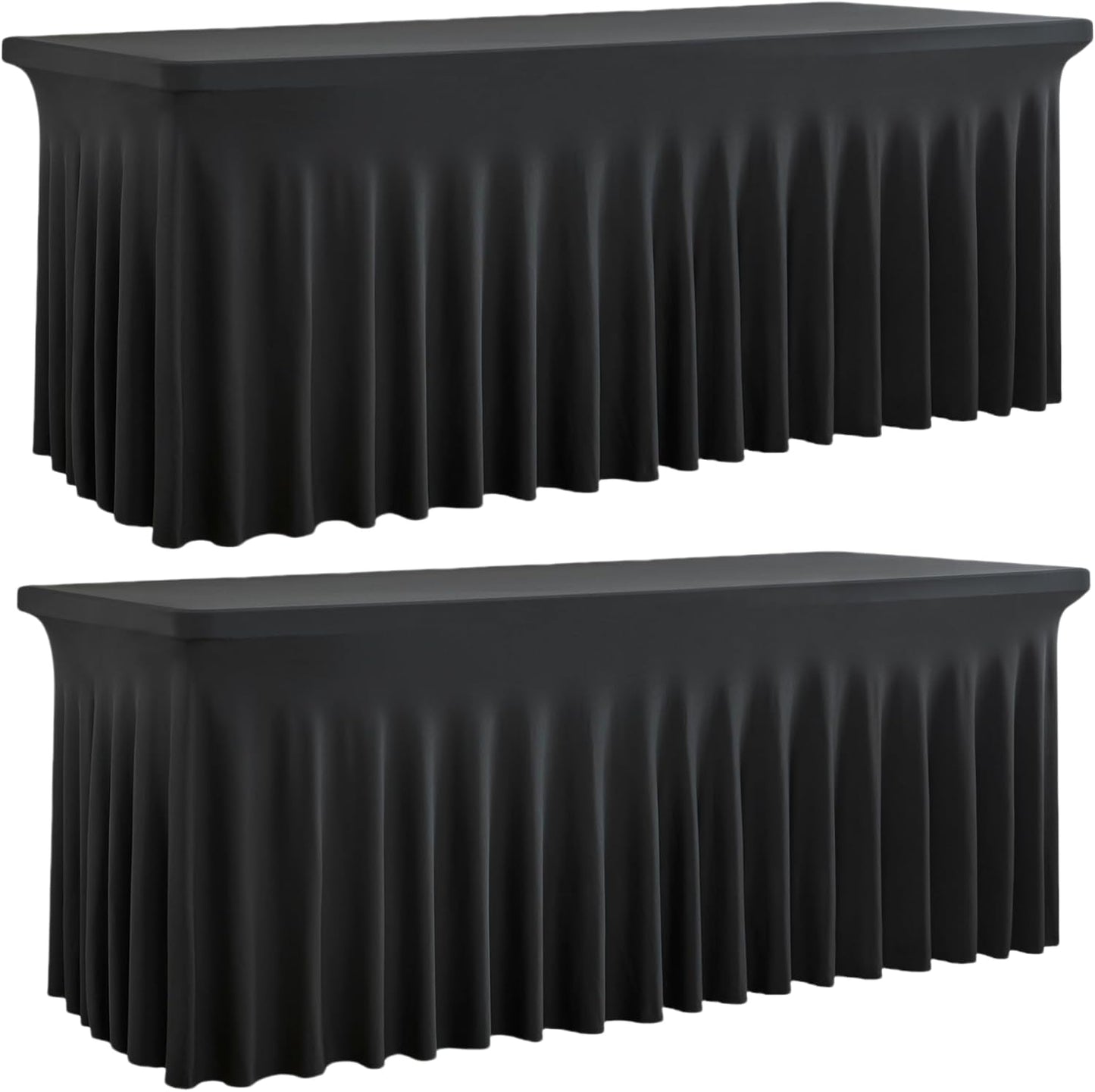 Spandex Tablecloth for 6 Foot Rectangle Tables - 2 Pack Black