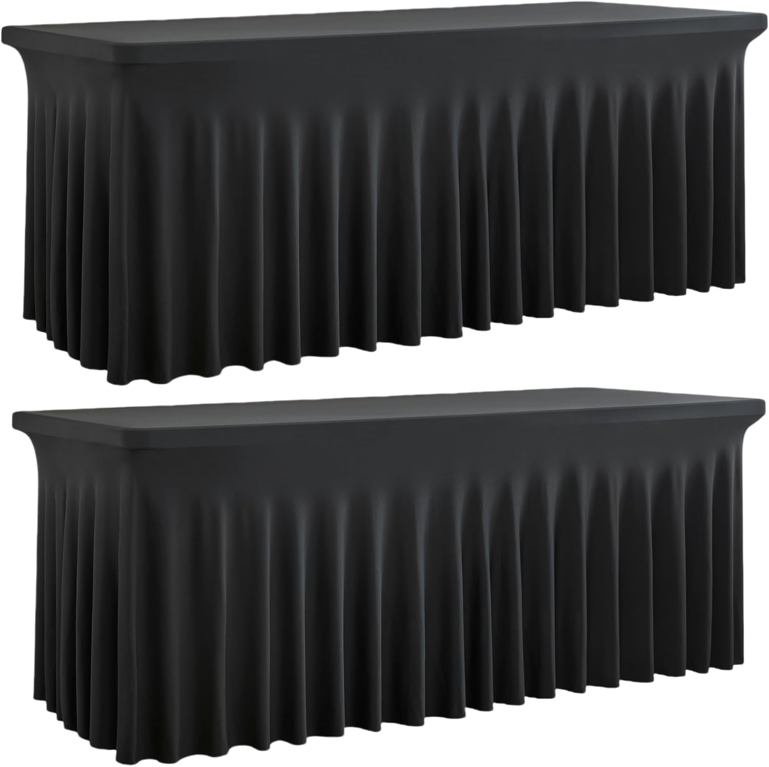 Spandex Tablecloth for 6 Foot Rectangle Tables - 2 Pack Black