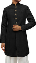 Mens Kurta Coat Mandarin Collar Ethnic Jacket - Faux Linen Fit