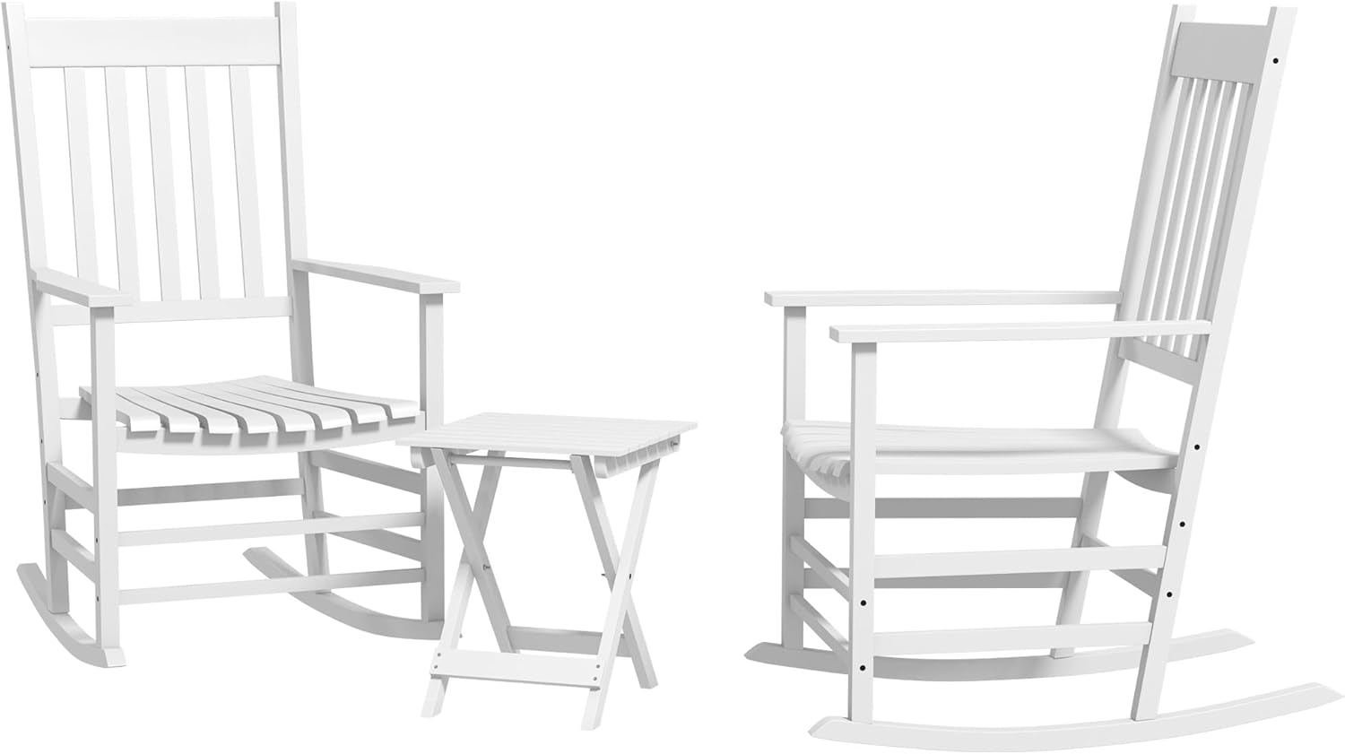 Outsunny Outdoor Rocking Chairs Set, Smooth Armrests, White